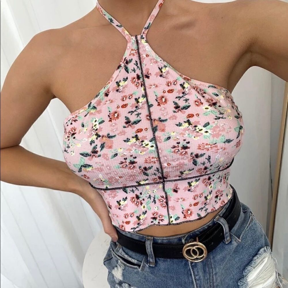 Floral Halter Tank Top